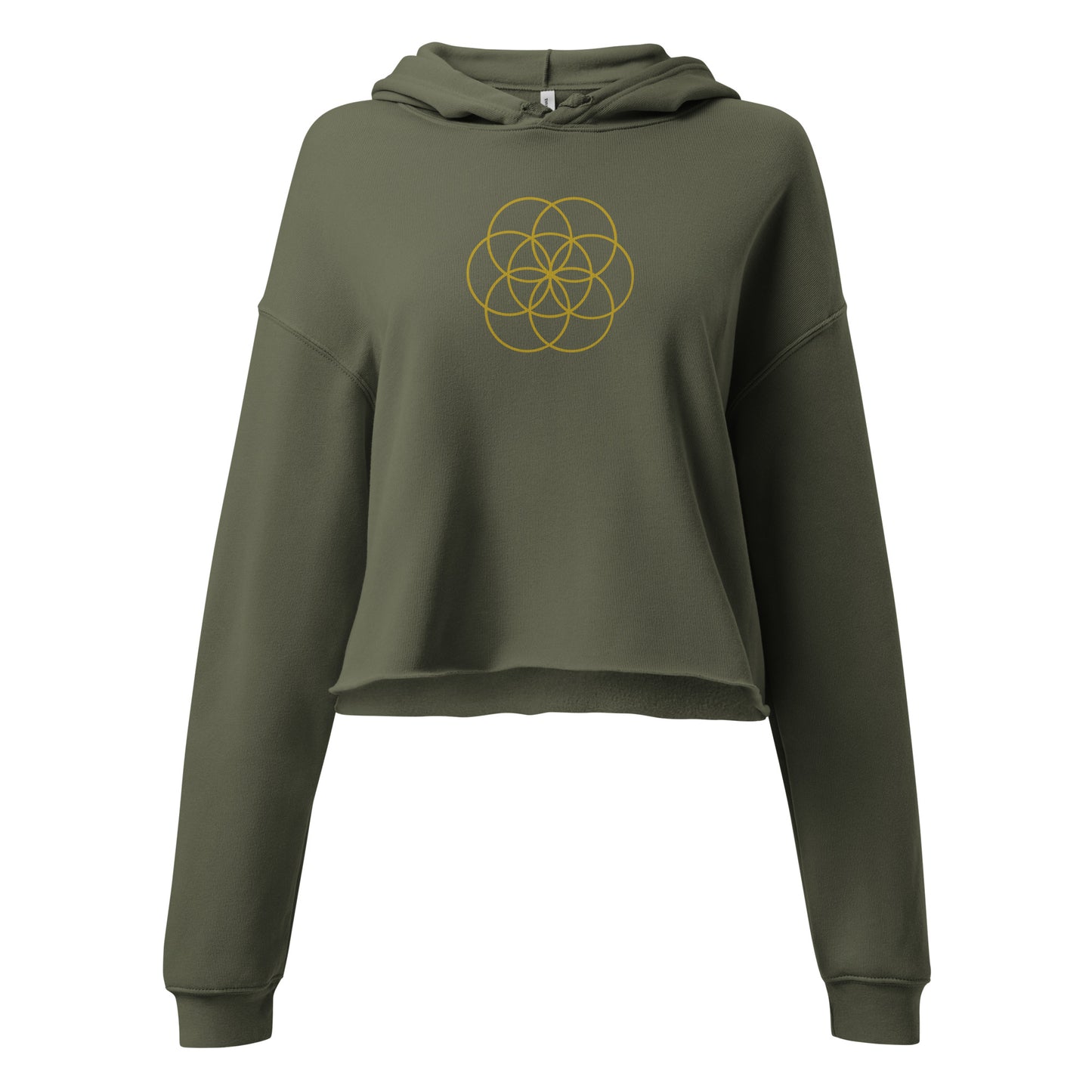 Crop Hoodie + Flower of Life Design in Gold